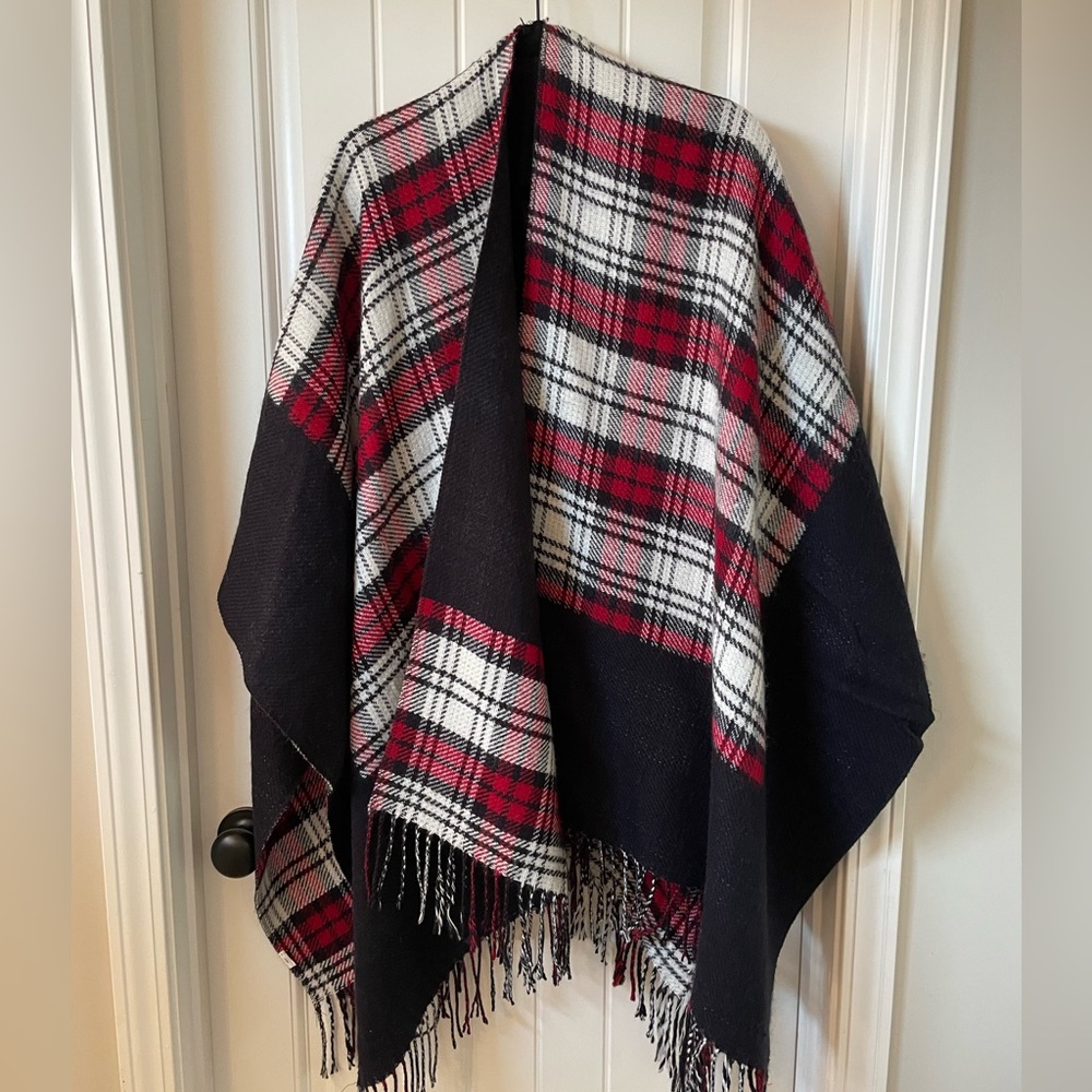 Plaid poncho